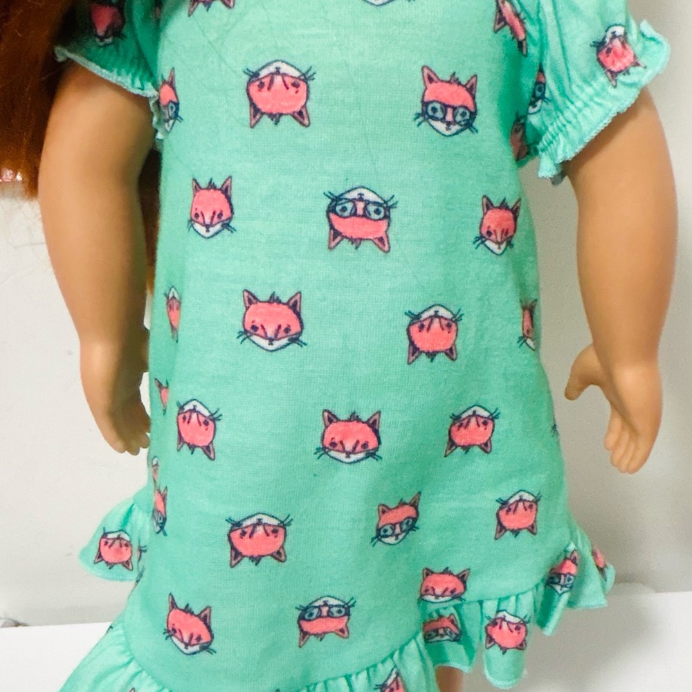 18 Inch Doll Cat Night Gown Pajamas Fits American Girl